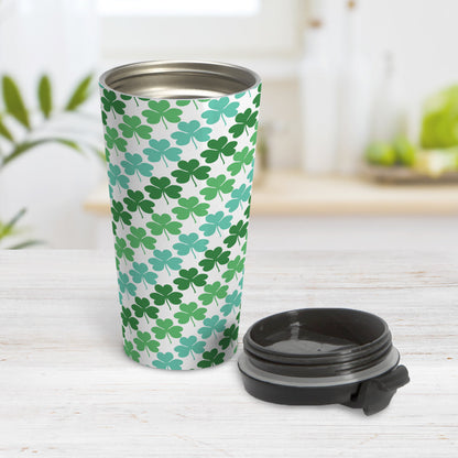 Green and Teal Clovers Travel Mug