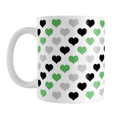 Green Black Gray Hearts Pattern Mug