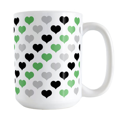 Green Black Gray Hearts Pattern Mug