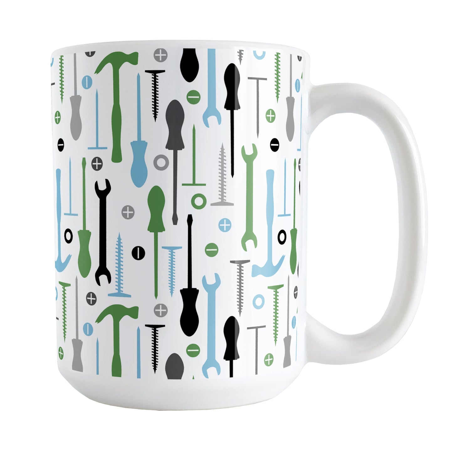 Green Blue Tools Pattern Mug
