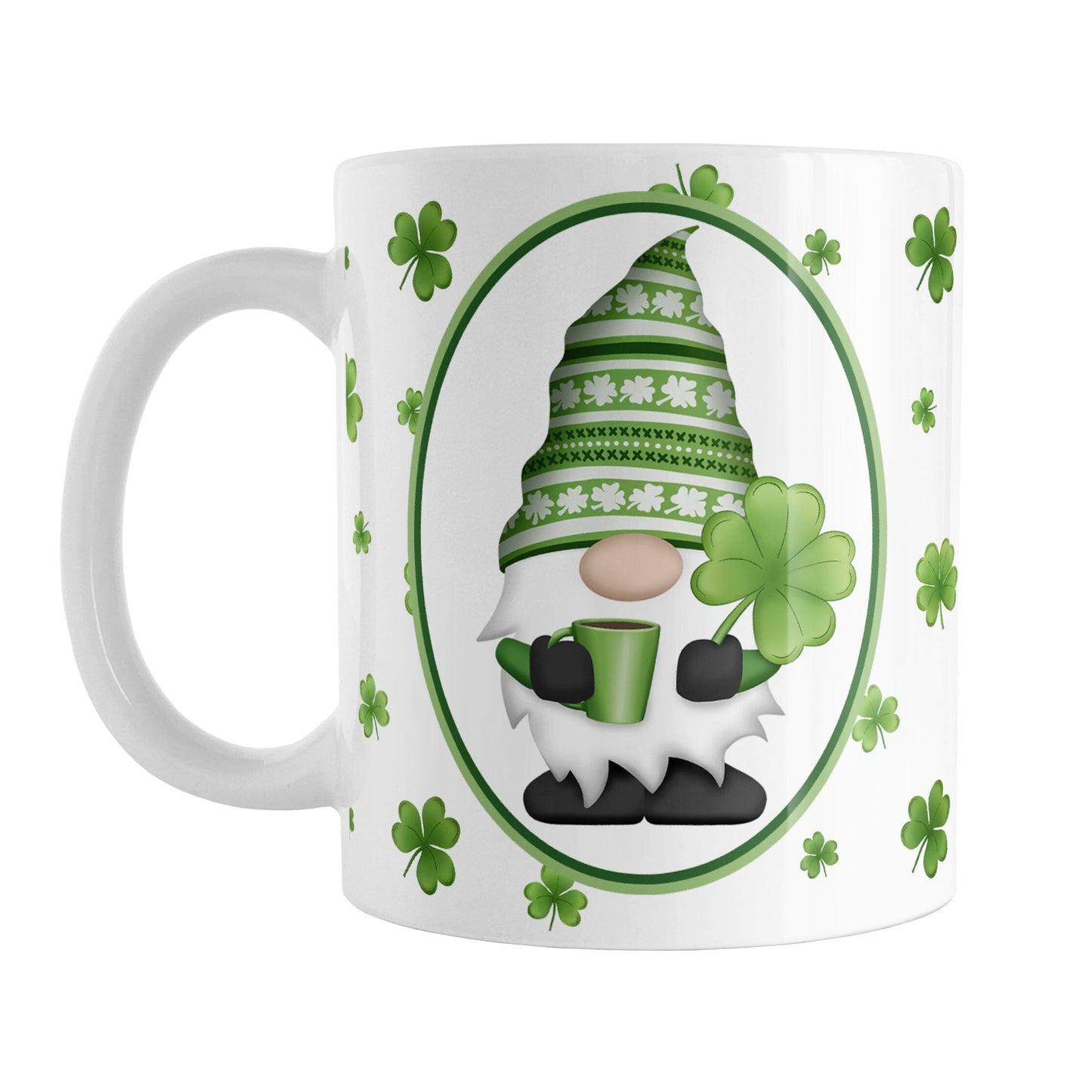 Green Gnome Dainty Shamrocks Mug