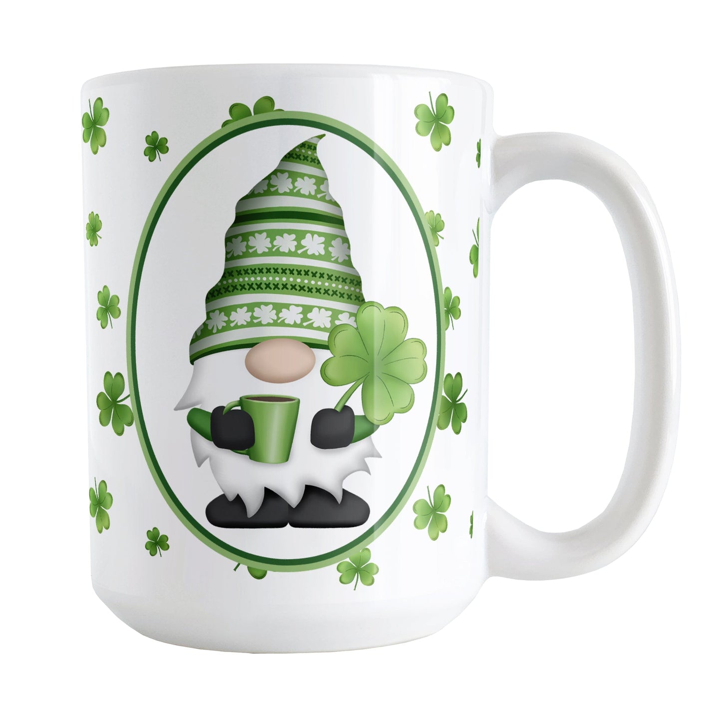 Green Gnome Dainty Shamrocks Mug