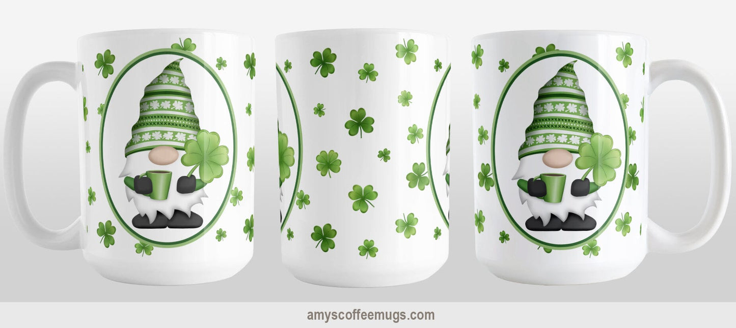 Green Gnome Dainty Shamrocks Mug