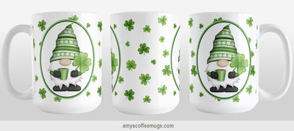 Green Gnome Dainty Shamrocks Mug