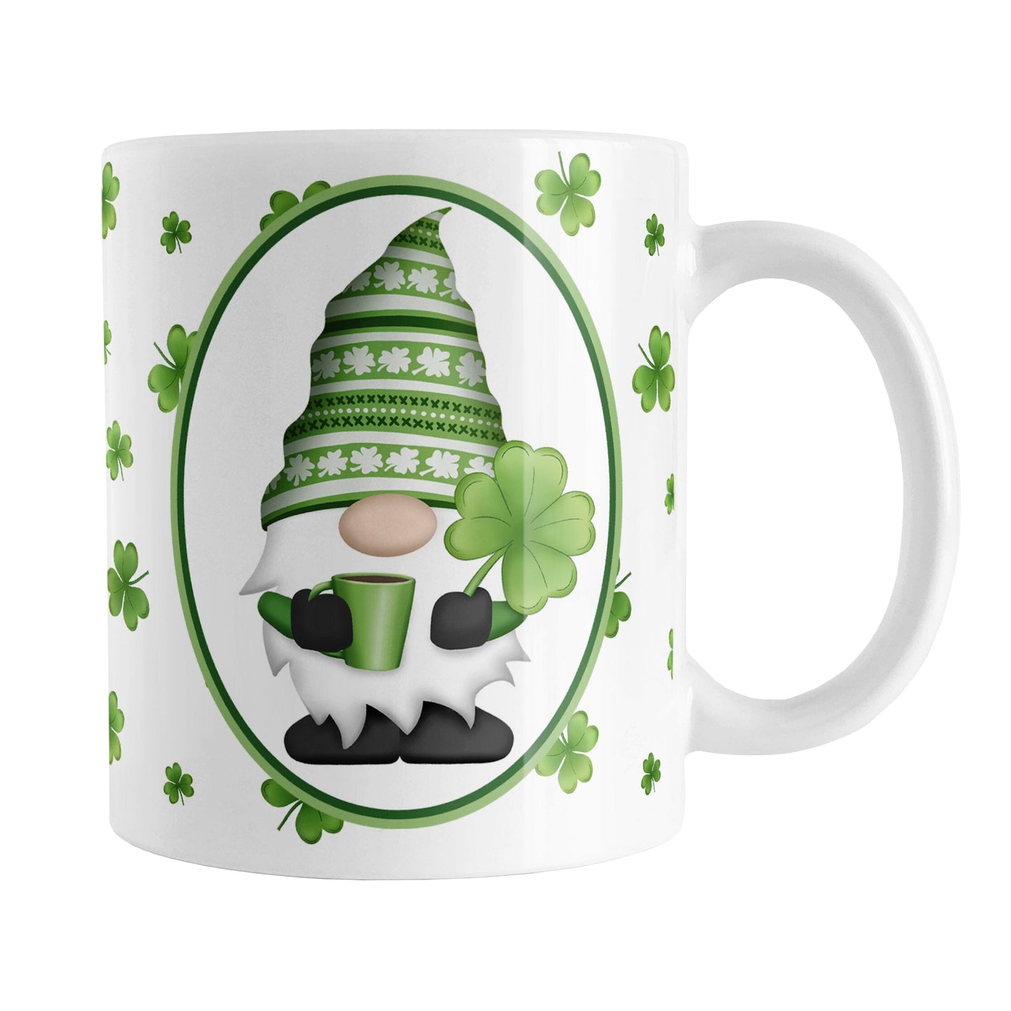 Green Gnome Dainty Shamrocks Mug