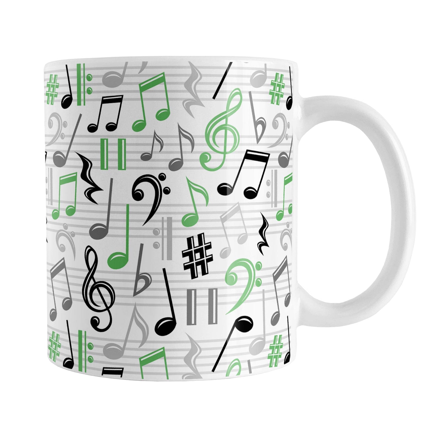 Green Music Notes Pattern Mug