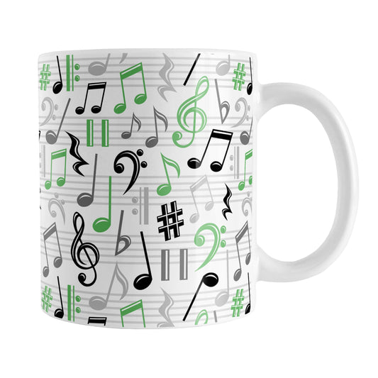 Green Music Notes Pattern Mug