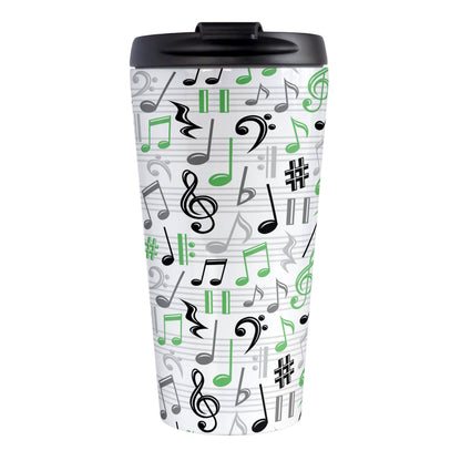 Green Music Notes Pattern Travel Mug