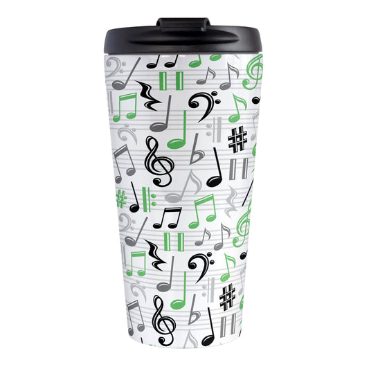 Green Music Notes Pattern Travel Mug