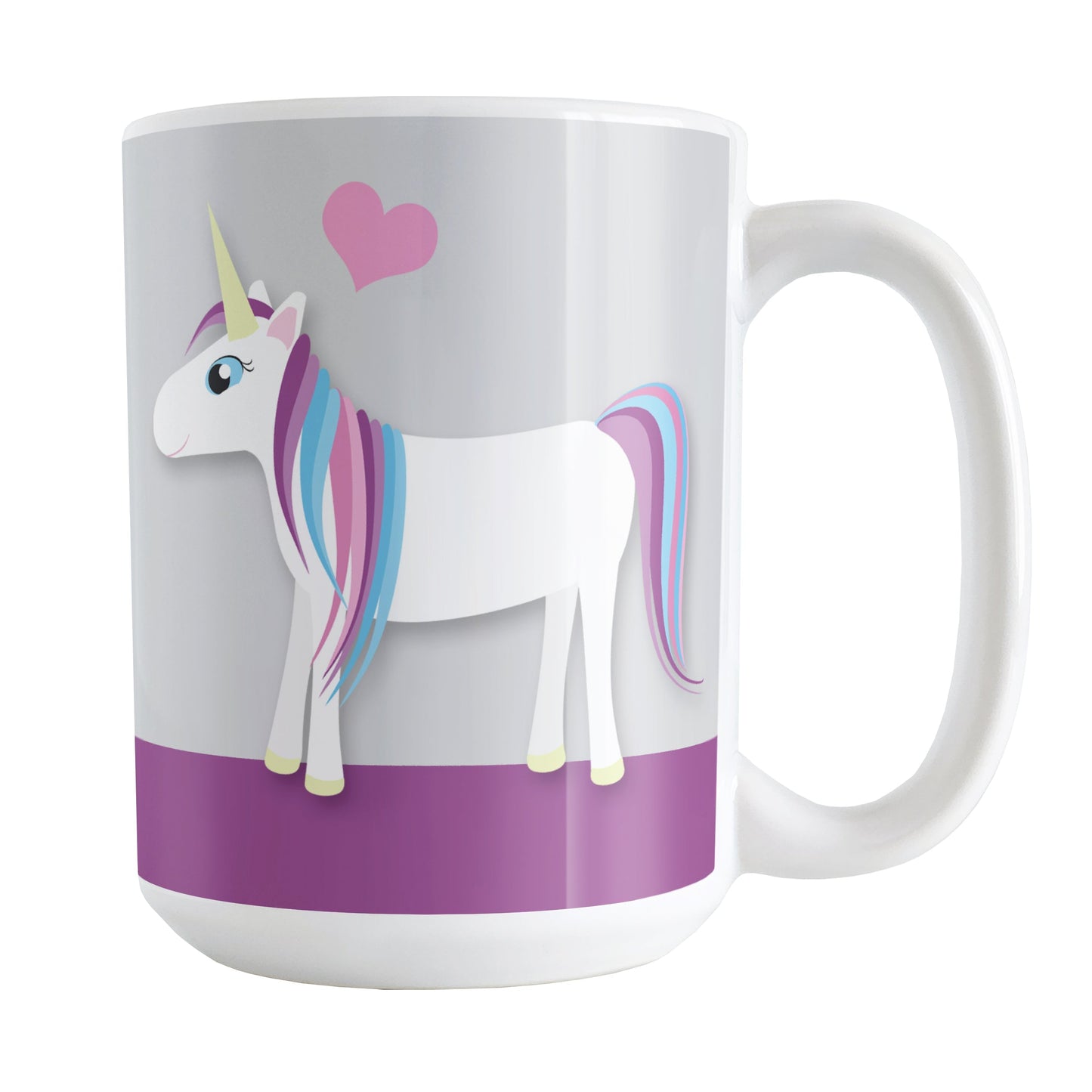 Happy Pink Heart Purple Unicorn Mug