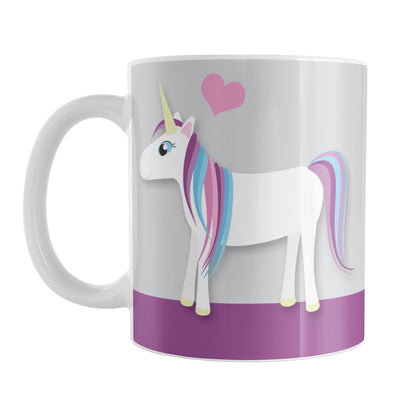 Happy Pink Heart Purple Unicorn Mug