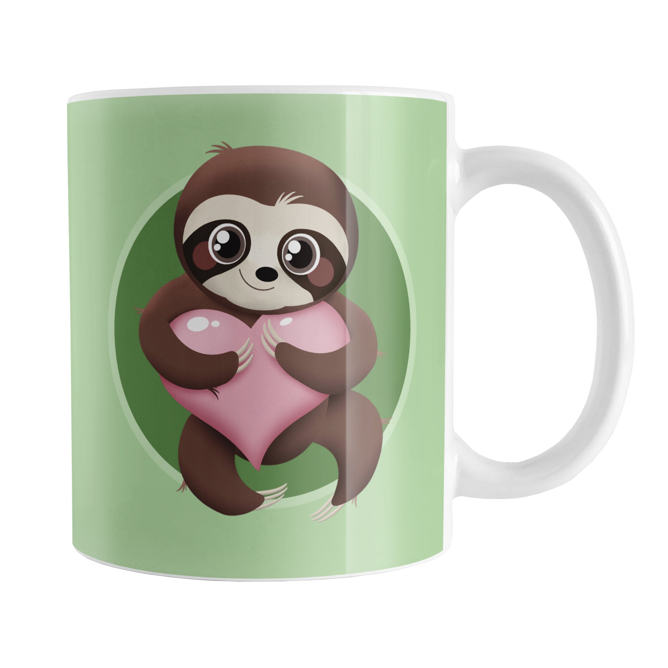 Happy Sloth Pink Heart Green Mug – Kafetos