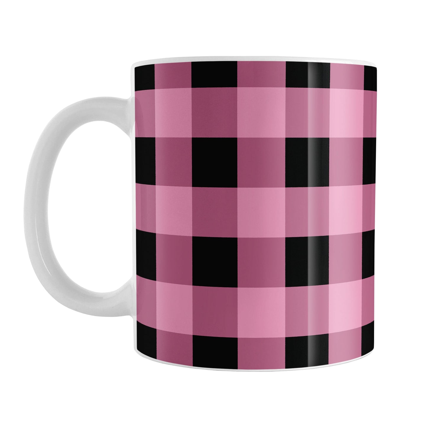 Light Pink and Black Buffalo Plaid Mug