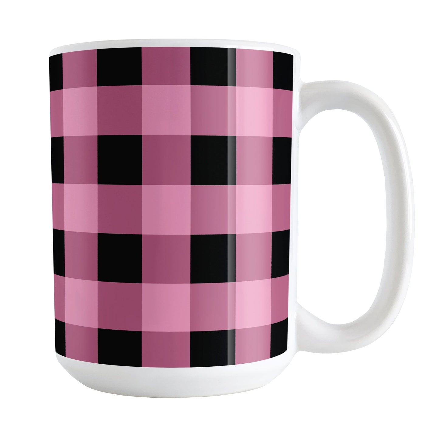 Light Pink and Black Buffalo Plaid Mug