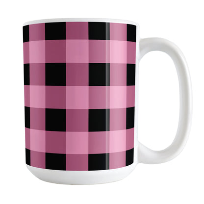 Light Pink and Black Buffalo Plaid Mug