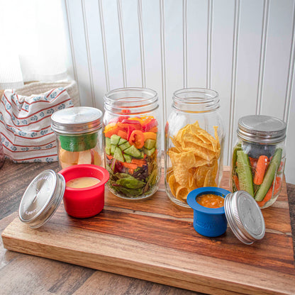 Stainless Steel Storage Lids with Leak-Proof Silicone Liners for Mason Jars 5 Pack
