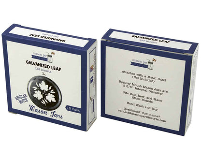 Leaf Pattern Galvanized Metal Lid Insert for RM Mason Jars 10 Pack