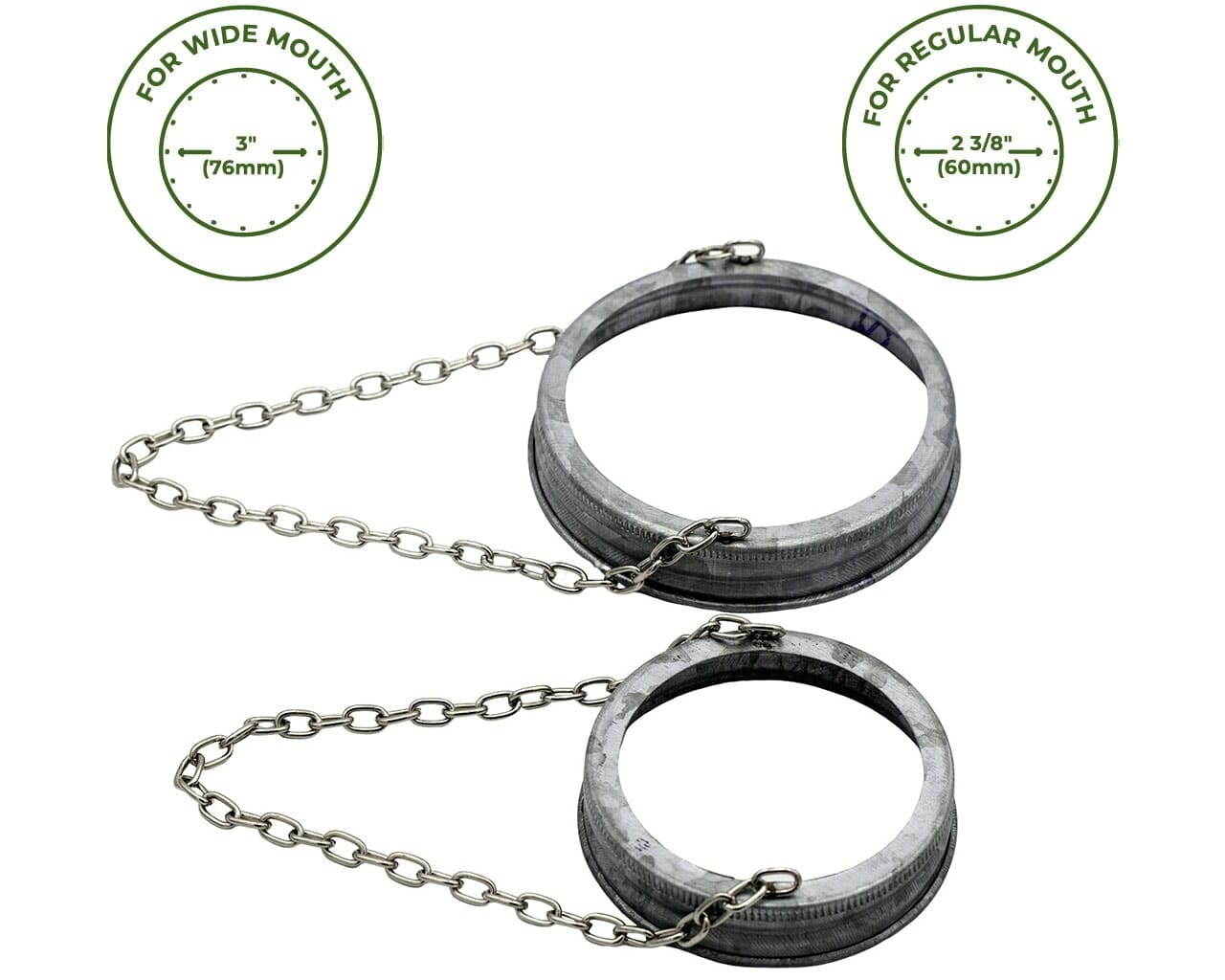 Galvanized Band with Chain Handle for Mason Jars 6 Pack