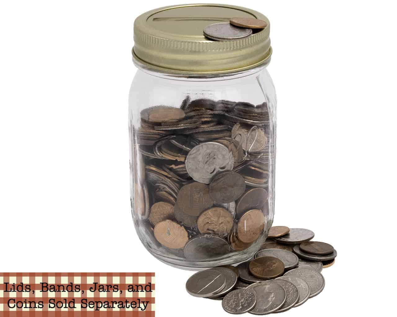 Gold Coin Slot Bank Lid Inserts for Mason Jars 10 Pack