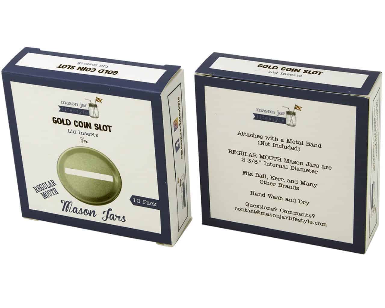 Gold Coin Slot Bank Lid Inserts for Mason Jars 10 Pack