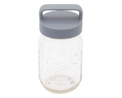 Gray Plastic Handle/Canister Lids for Regular Mouth Mason Jars 4 Pack
