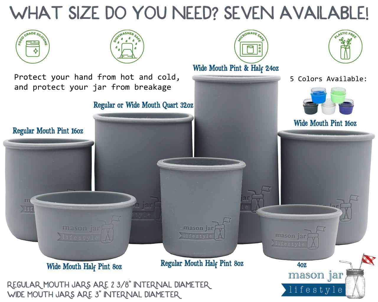 Silicone Sleeve for Quart 32oz Mason Jars