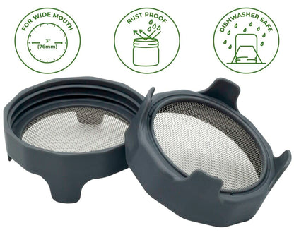 Rust Proof Sprouting Lid with Built-In Stand for Wide Mouth Mason Jars