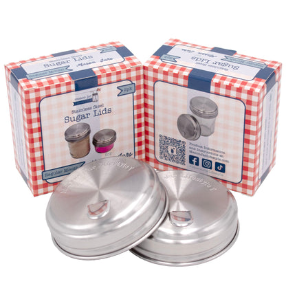Sugar Dispensing Stainless Steel Lids for Mason Jars 2 Pack
