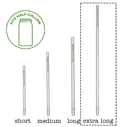 Extra Long Safer Rounded End Stainless Steel Straws for Half Gallon Mason Jars 4 Pack