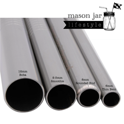 Individual Stainless Steel & Glass Straws for Mason Jars