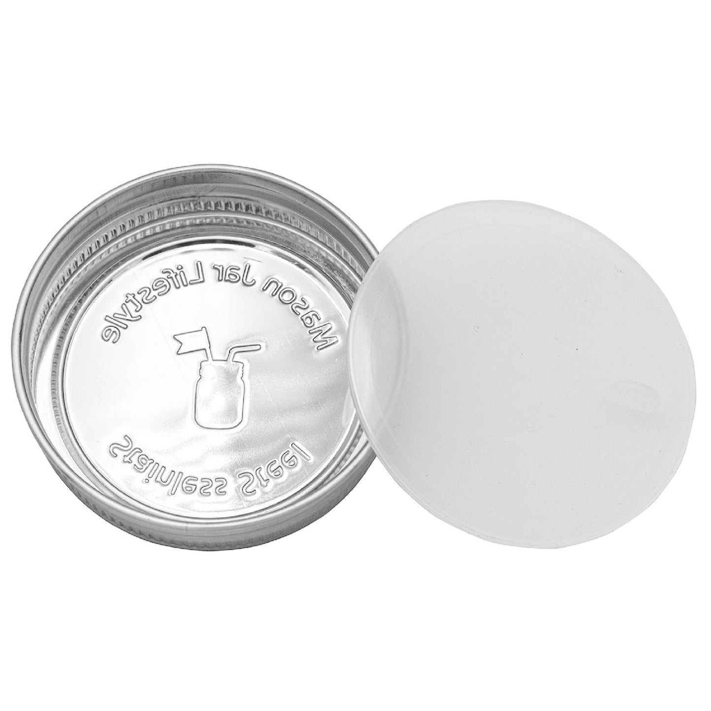 Stainless Steel Storage Lids with Leak-Proof Silicone Liners for Mason Jars 5 Pack