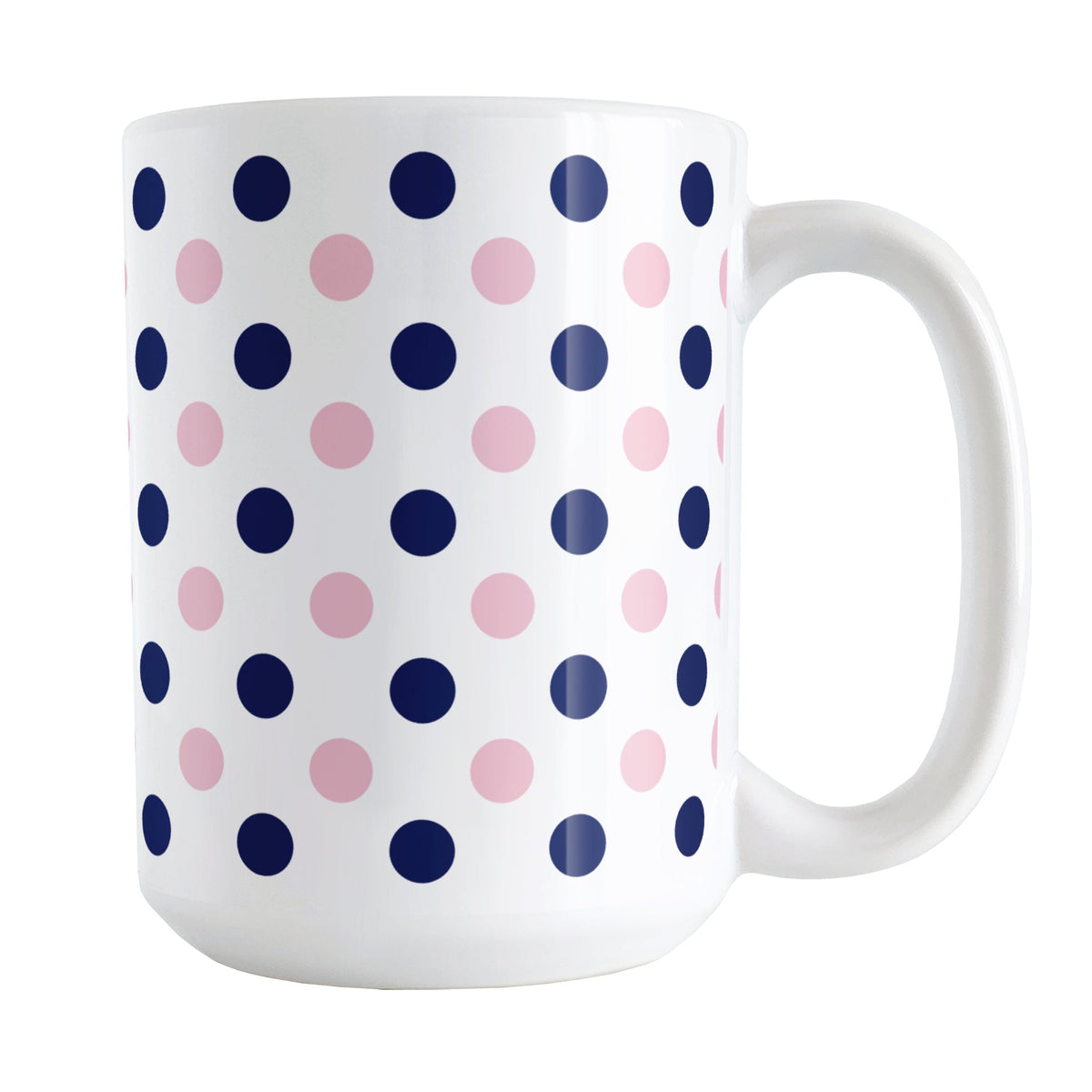 Navy Pink Polka Dot Mug