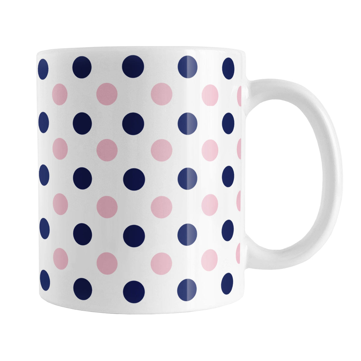 Navy Pink Polka Dot Mug