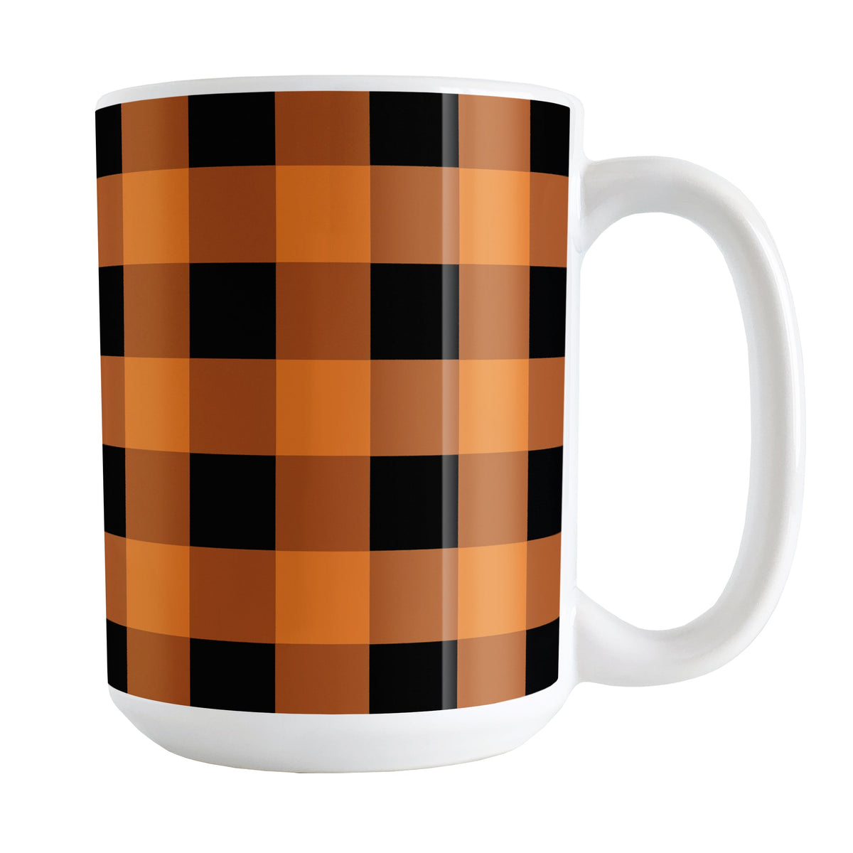 Orange and Black Buffalo Plaid Mug