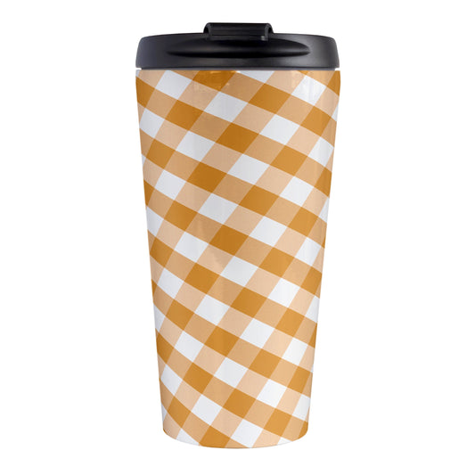 Orange Gingham Travel Mug