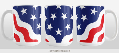 Patriotic Wavy Stars and Stripes Mug