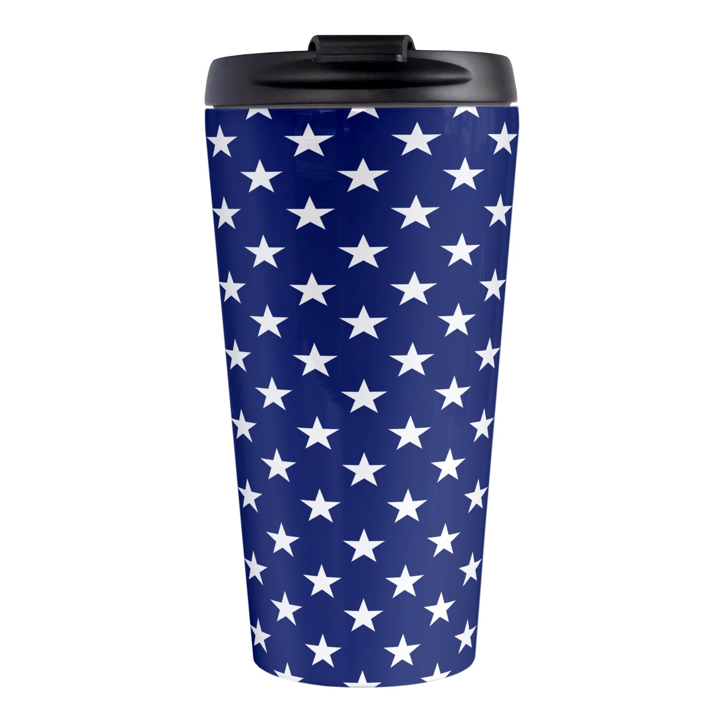 Patriotic White Stars on Blue Travel Mug