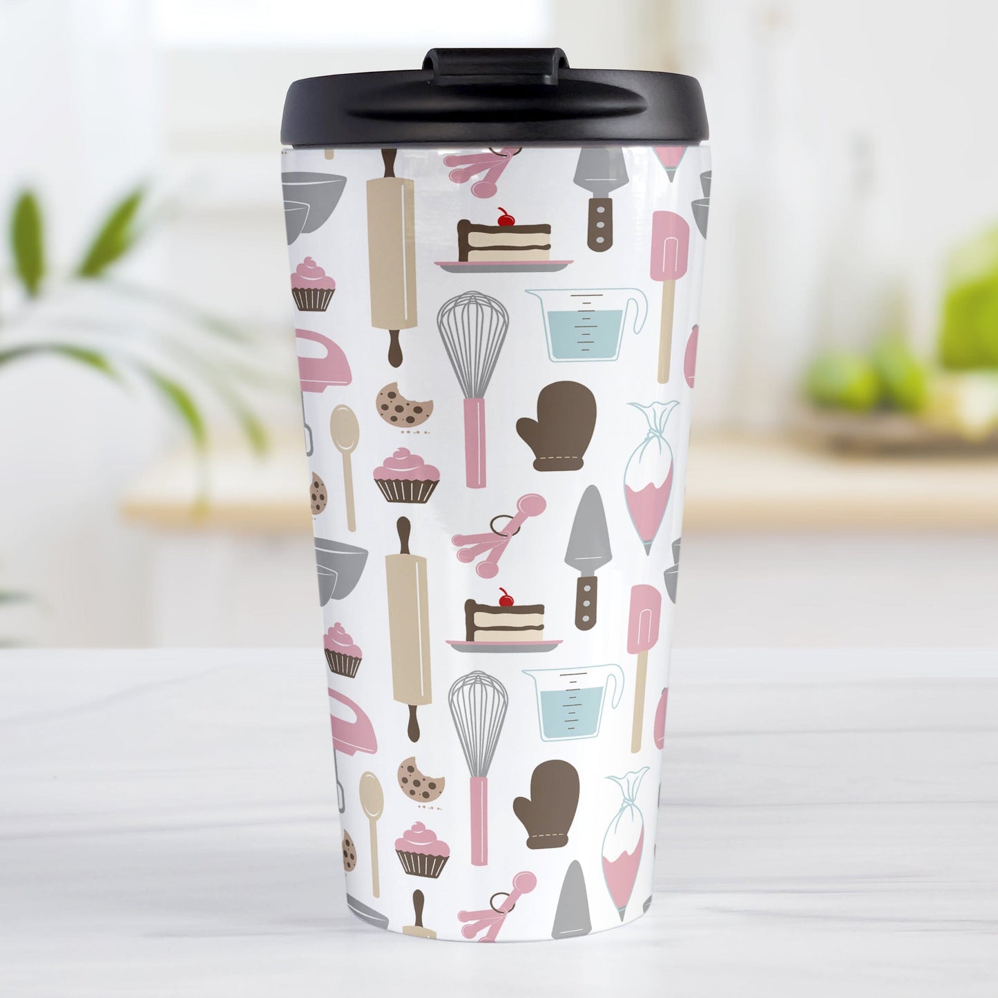 Pink Baking Pattern Travel Mug