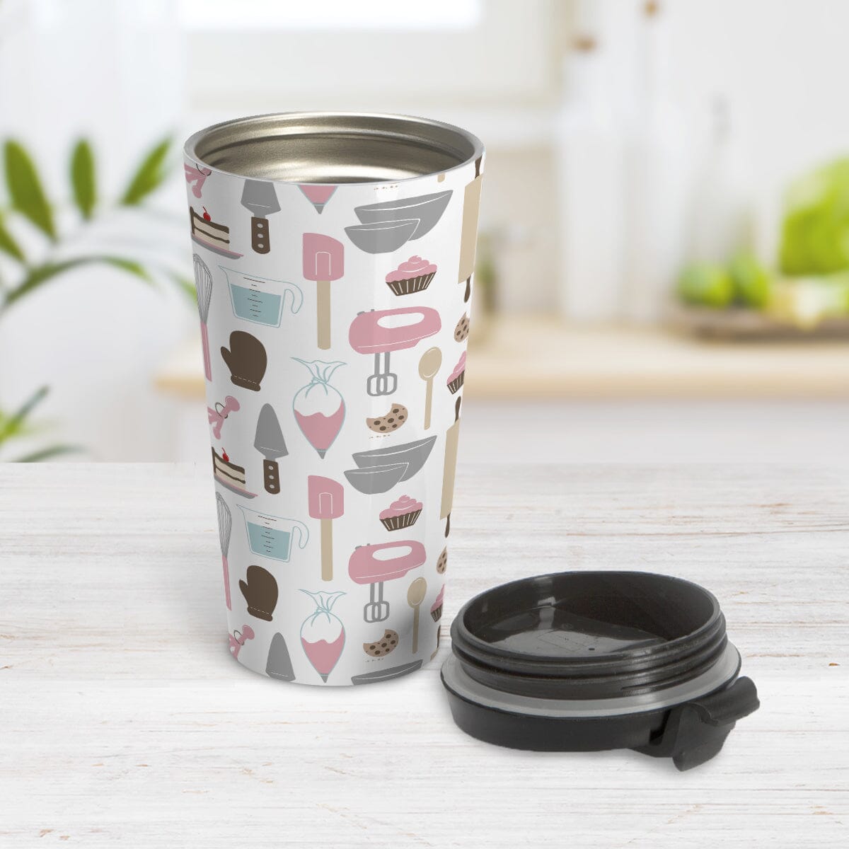 Pink Baking Pattern Travel Mug