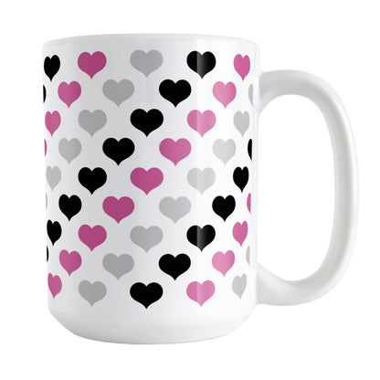 Pink Black Gray Hearts Pattern Mug
