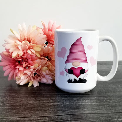 Pink Heart Gnome Mug