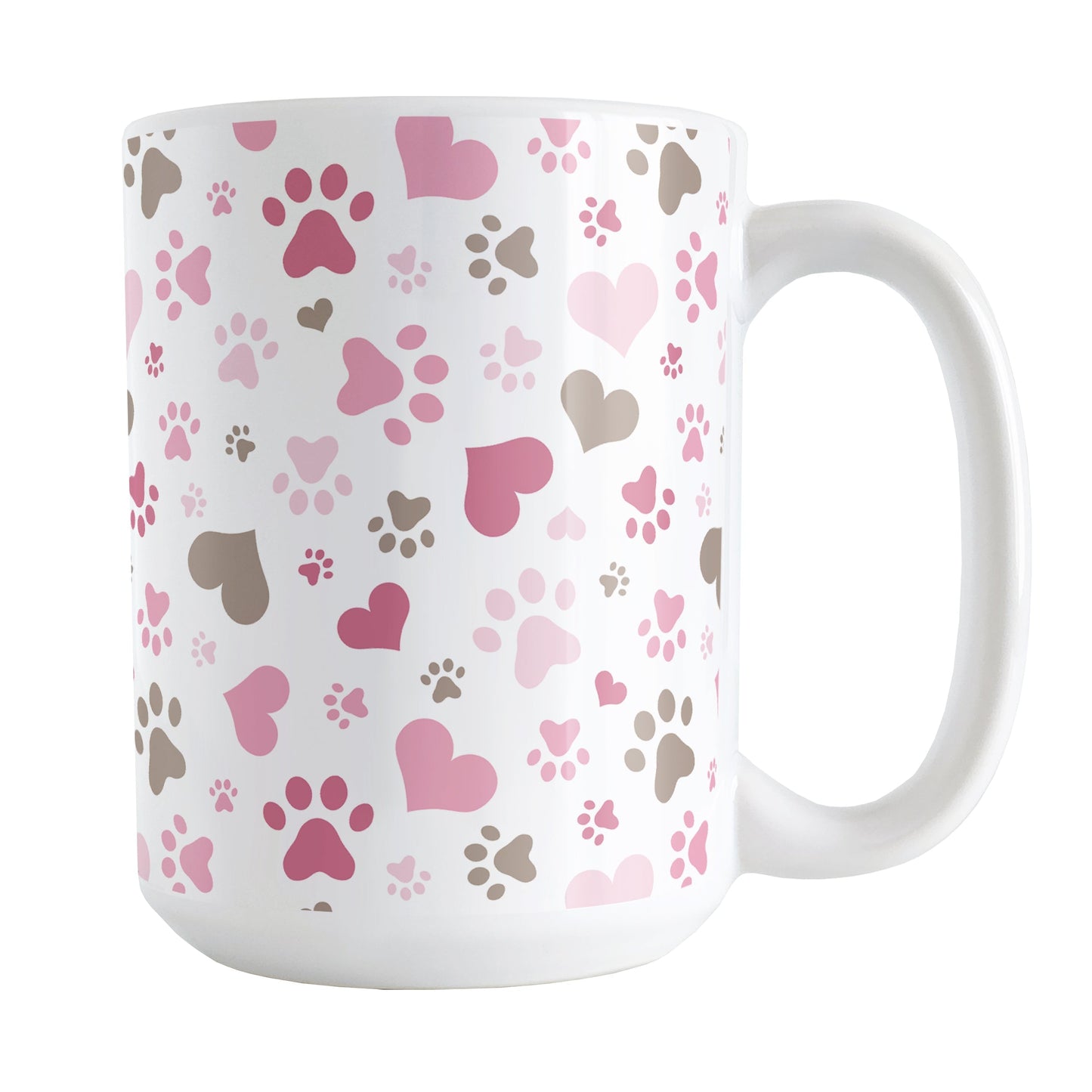 Pink Hearts and Paw Prints Mug