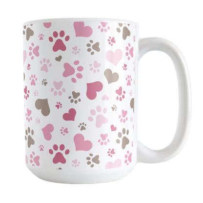 Pink Hearts and Paw Prints Mug