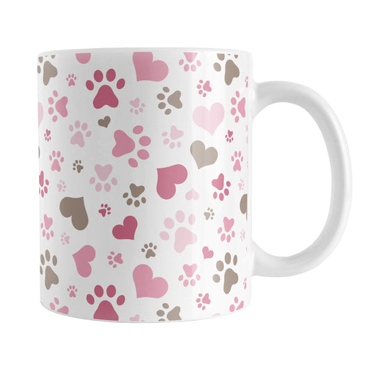 Pink Hearts and Paw Prints Mug