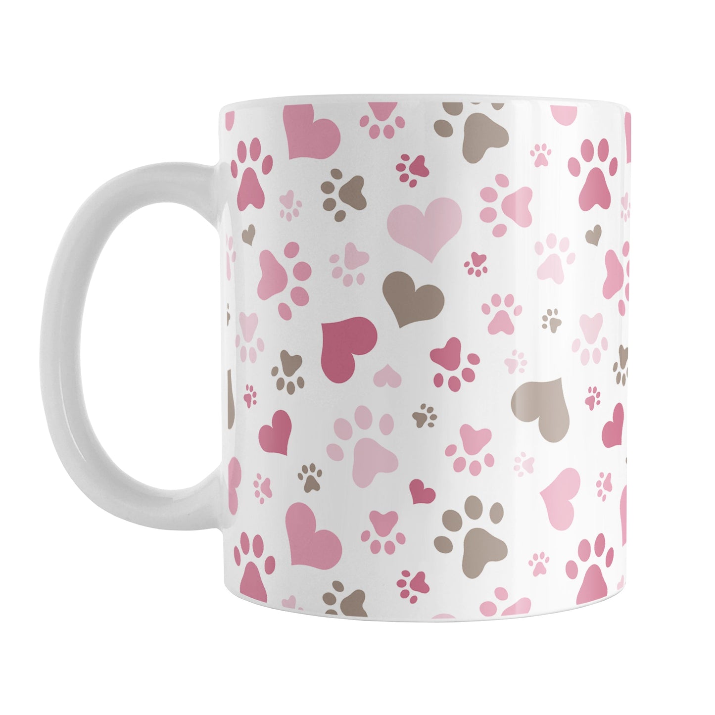 Pink Hearts and Paw Prints Mug