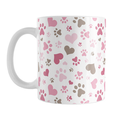 Pink Hearts and Paw Prints Mug