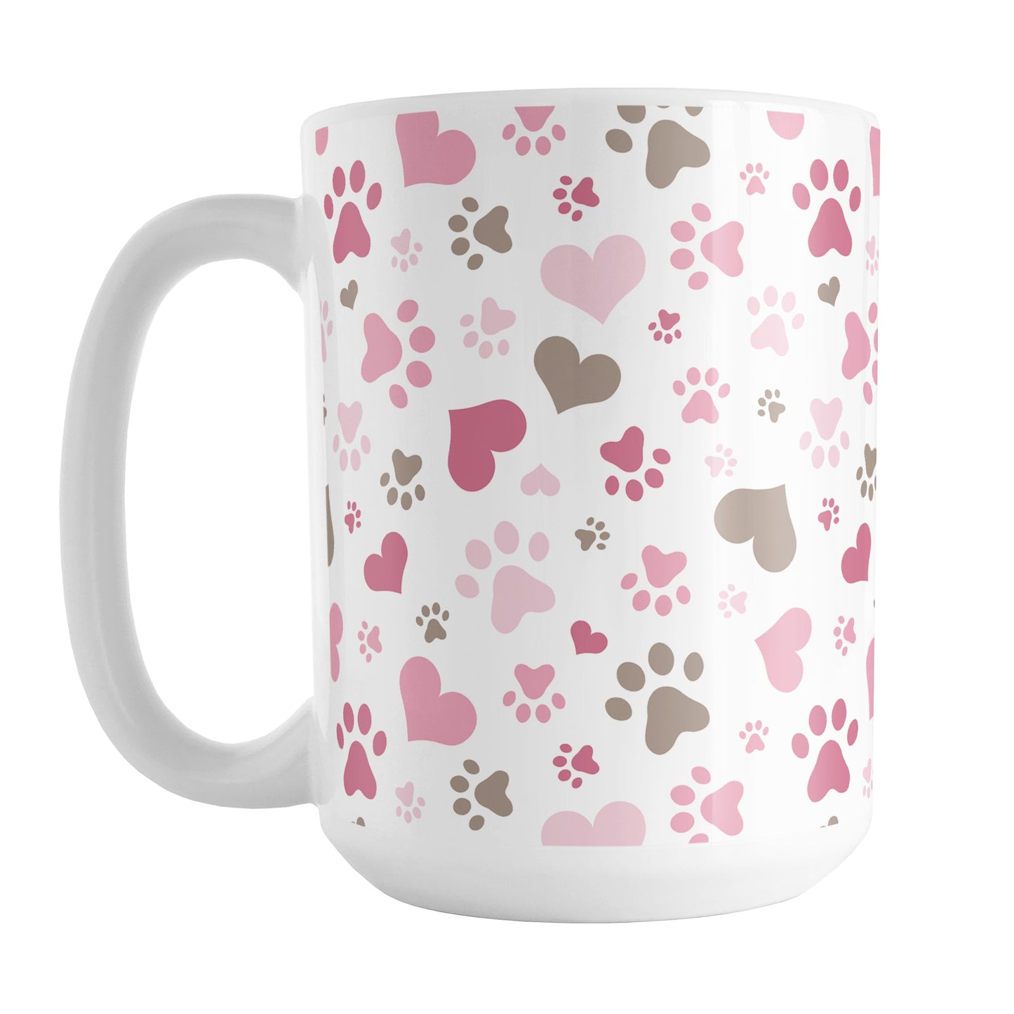 Pink Hearts and Paw Prints Mug