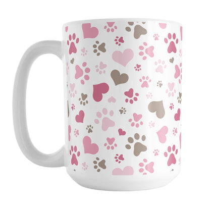 Pink Hearts and Paw Prints Mug