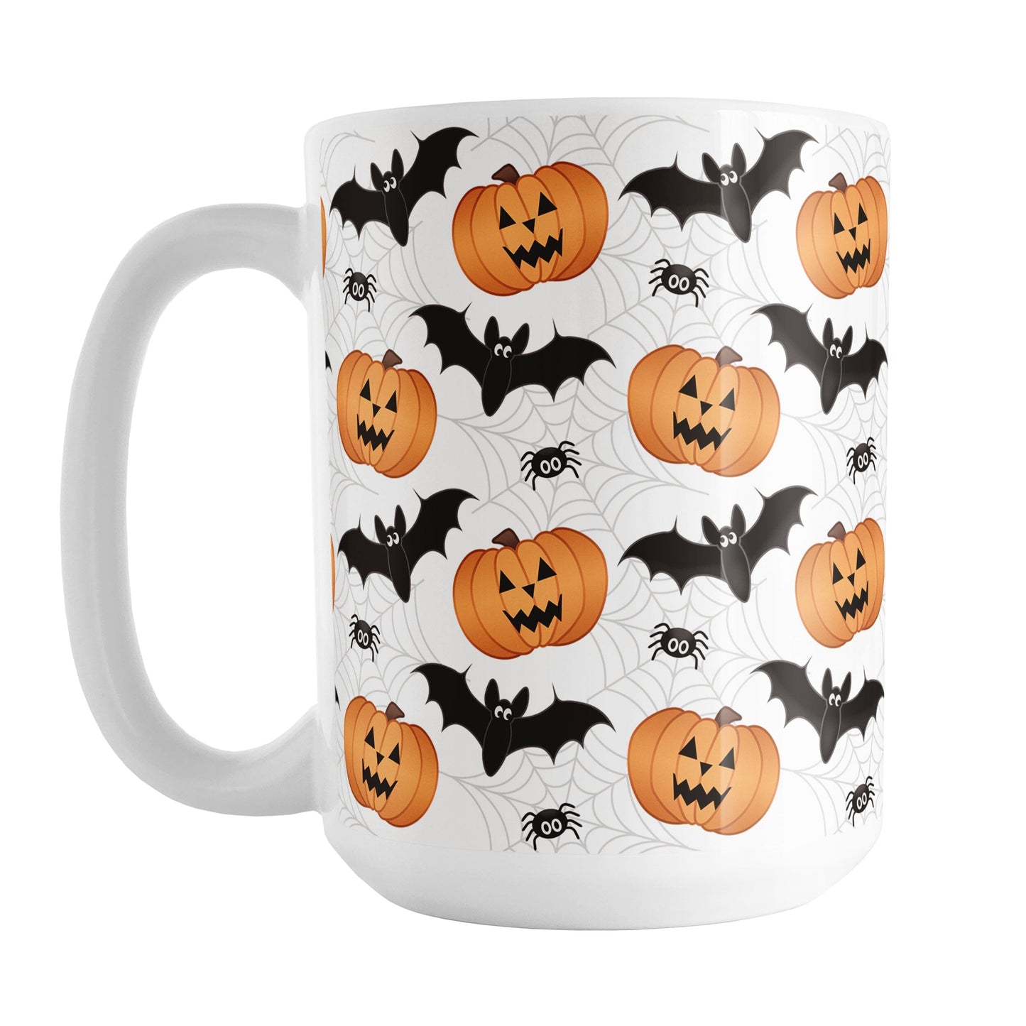 Pumpkins Bats and Spiders Halloween Mug