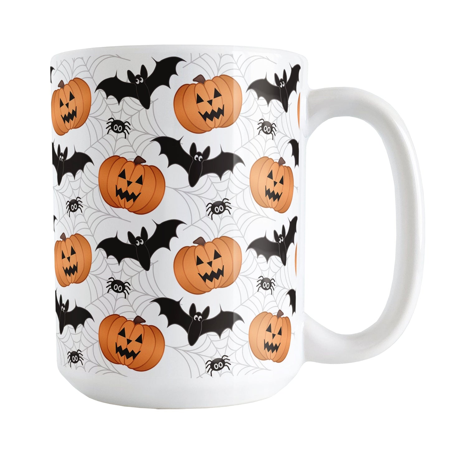 Pumpkins Bats and Spiders Halloween Mug